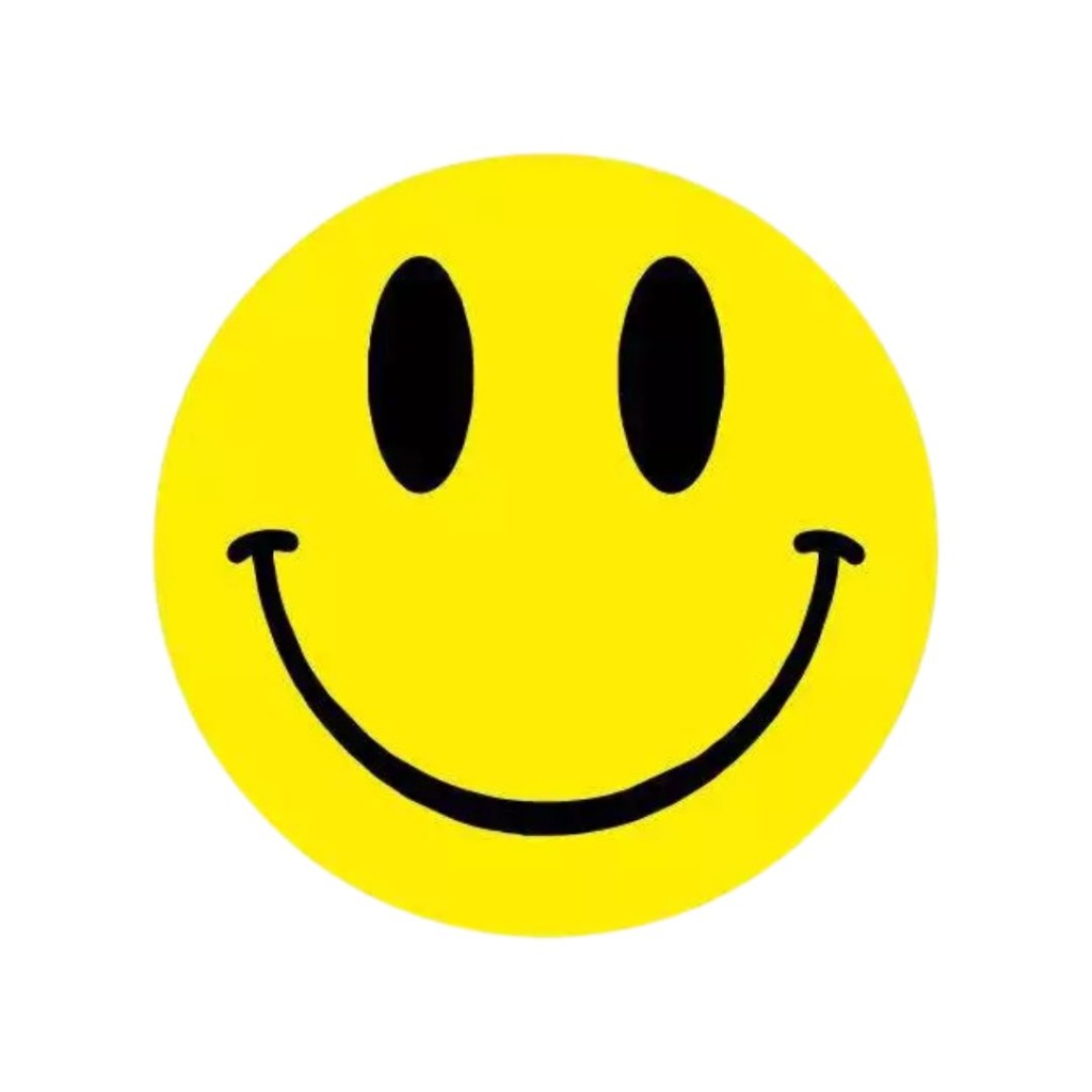 500x - Smile / Happy – Geel/Zwart – 47 mm - Stickers