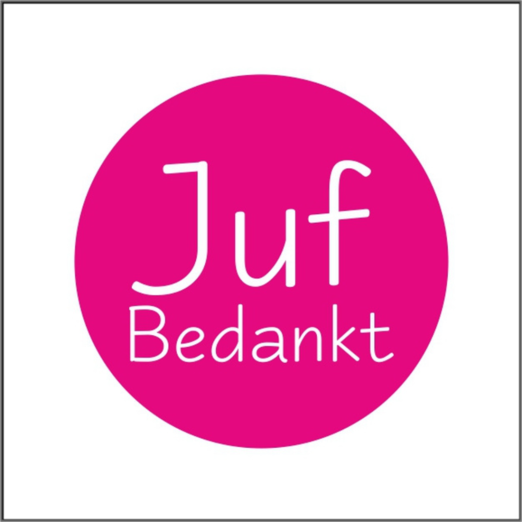 25x - Stickers - "Juf Bedankt" - Wensetiketten - Bedankstickers - Ø47mm - Fluor Pink met Witte Opdruk - Stickers