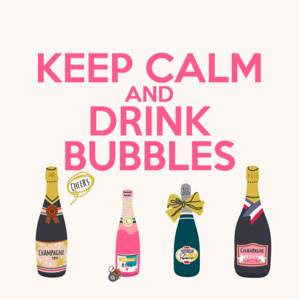 Cadeaukaartje – keep calm, drink bubbles