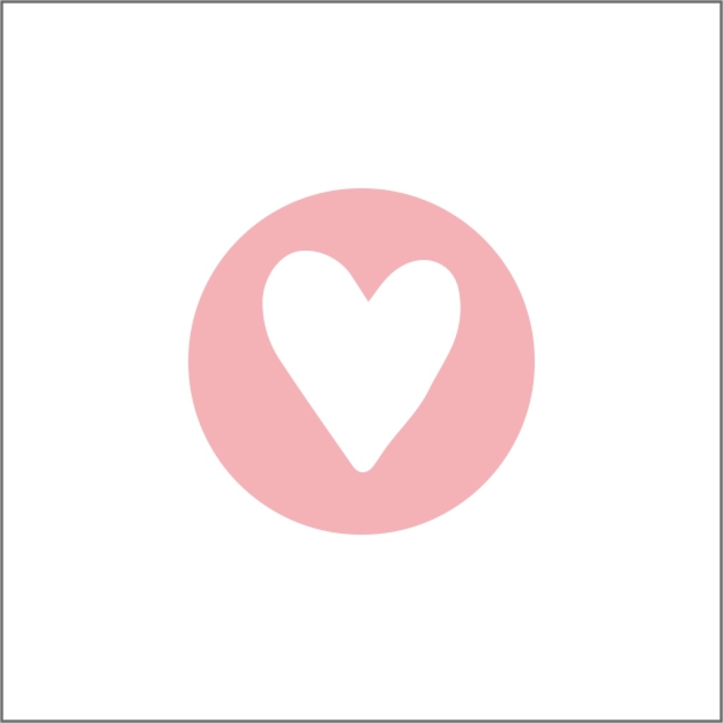 Etiketten – Hartje Rond – Zacht Roze met Wit – 25mm – 500 Stuks