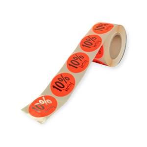 Etiketten – Fluor rood – 10% korting