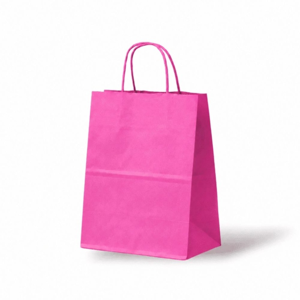 Papieren Tas (M) – Pink / Roze – 50 Stuks  - 23x12x30cm