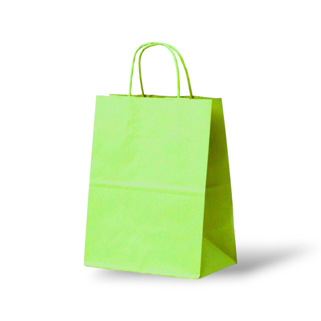 Papieren Tas (M) – Lime / Licht Groen – 50 Stuks - 24x12x31cm