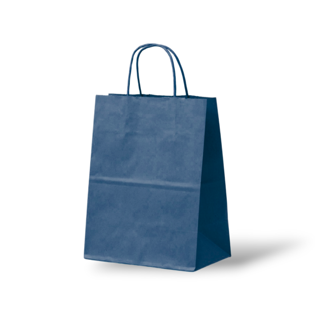 Papieren Tas (M) – Donker Blauw – 50 Stuks - 24x12x31cm