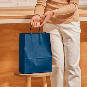 Papieren Tas (M) – Donker Blauw – 50 Stuks - 24x12x31cm
