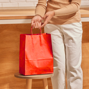Papieren Tas (M) – Rood – 50 Stuks - 24x12x31cm