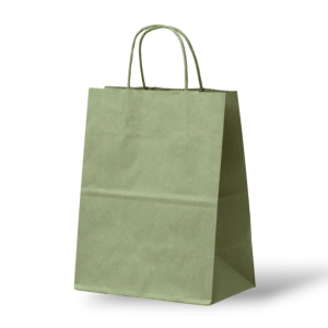 Papieren Tas (L) – Olijf Groen – 50 Stuks - 32x12x41 cm