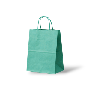 Papieren Tas (S) – Zee Groen / Cyan – 50 Stuks - 18x8x24 cm