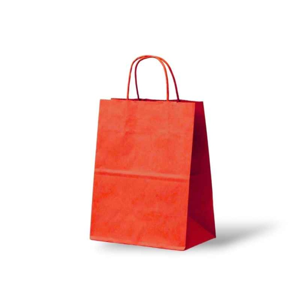 Papieren Tas (S) – Rood – 50 Stuks - 18x8x24 cm