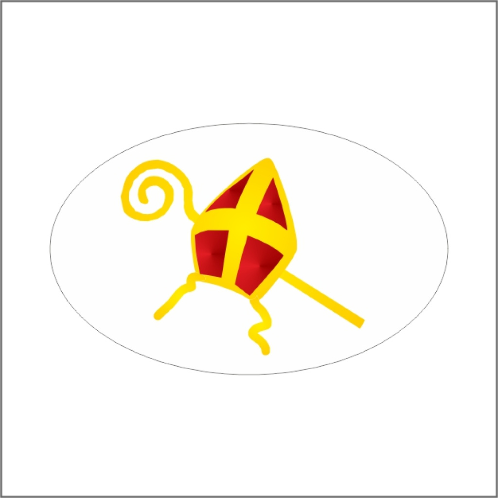 Stickers – Mijter met Staf – 40 x 20mm – 500 Stuks – Sluitzegel – Voor Cadeaus en Verpakkingen