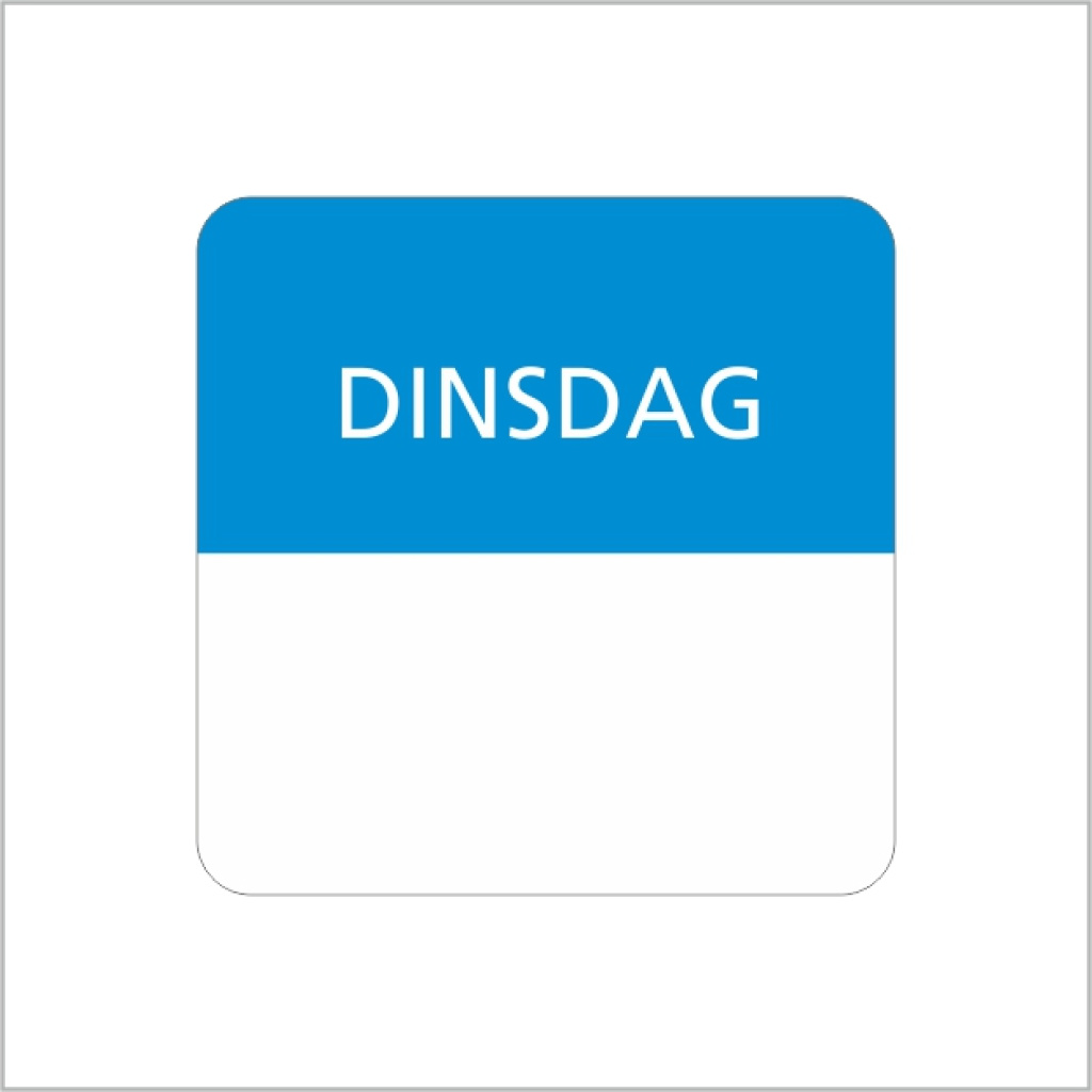 Codeeretiket – dinsdag – 25x25mm – 500 stuks