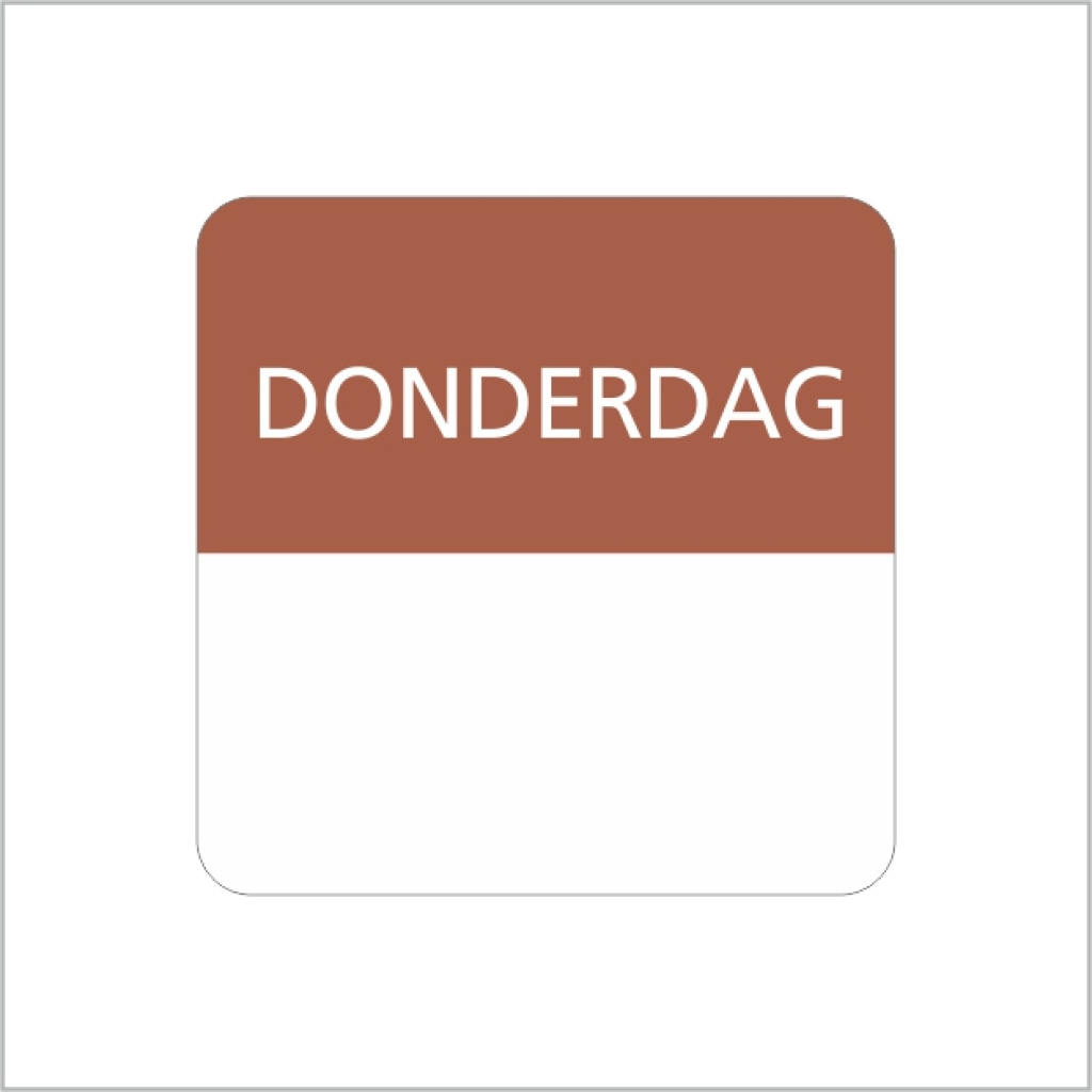 Codeeretiket – donderdag – 25x25mm – 500 stuks