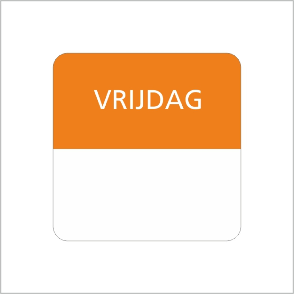 Codeeretiket – vrijdag – 25x25mm – 500 stuks