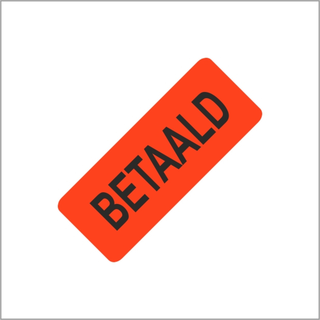 Etiketten – betaald – 50x21mm – fluor rood – 500 stuks