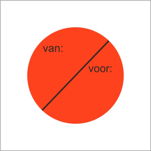 Etiketten – van/voor – rond 35mm – fluor rood – 500 stuks