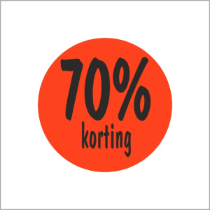 Etiketten – 70% korting – rond 35mm – fluor rood – 500 stuks