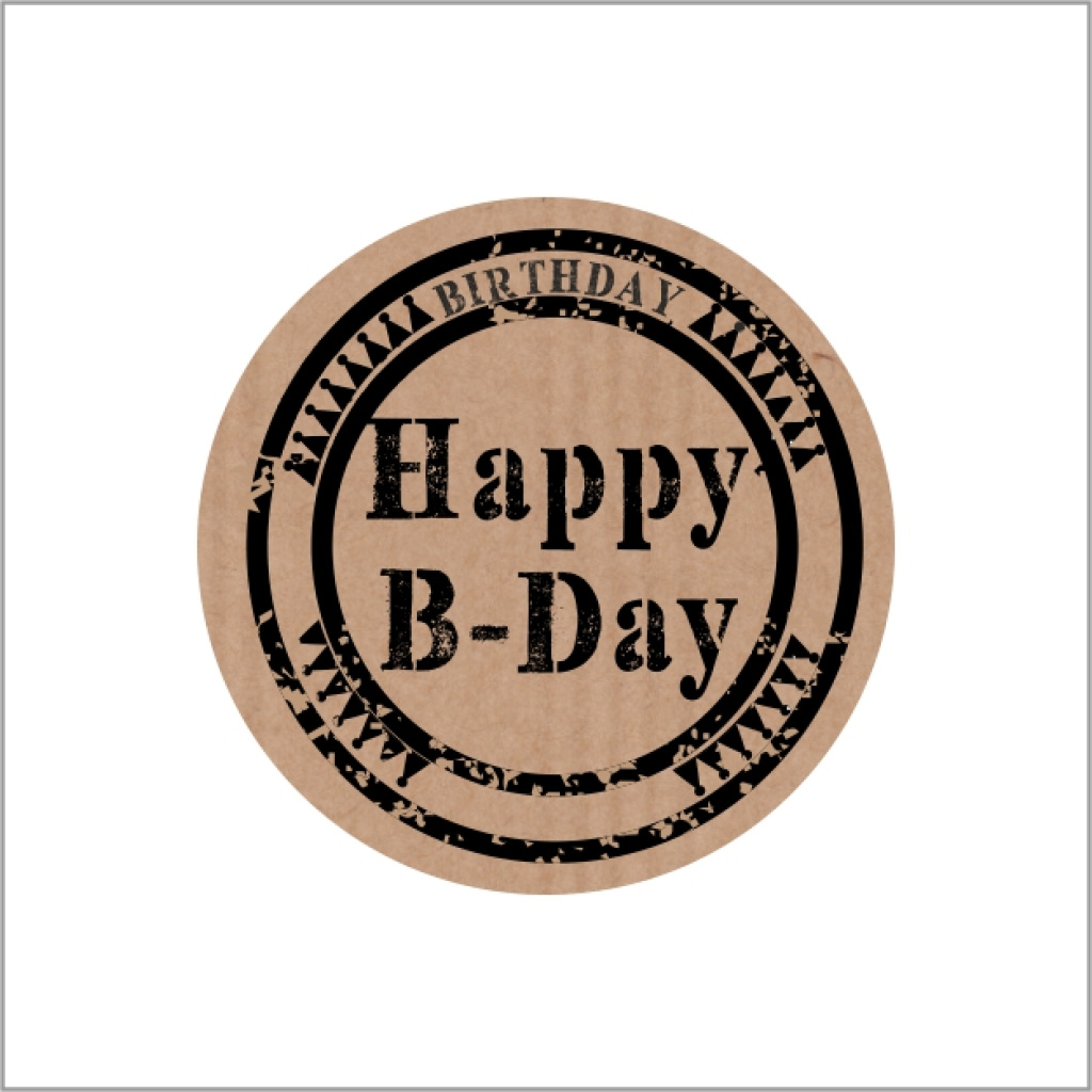Stickers - Happy Birthday - Rond 35mm - Kraft - 500 Stuks - Etiketten - Sluitzegels - Verjaardag - Feestelijke Stickers