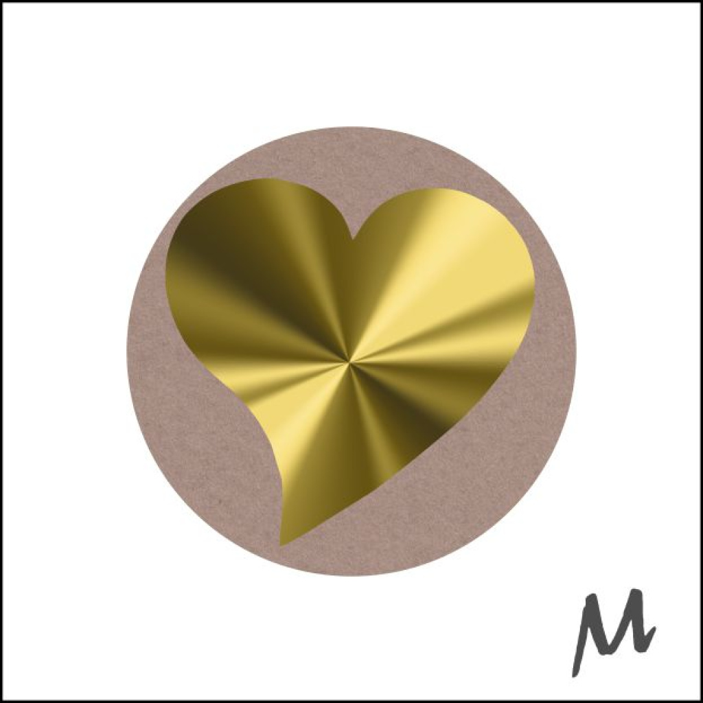 Etiketten – Hart Goud – Kraft – Rond 39mm – 500 Stuks – Zelfklevende Sluitstickers – Liefdevol & Elegant