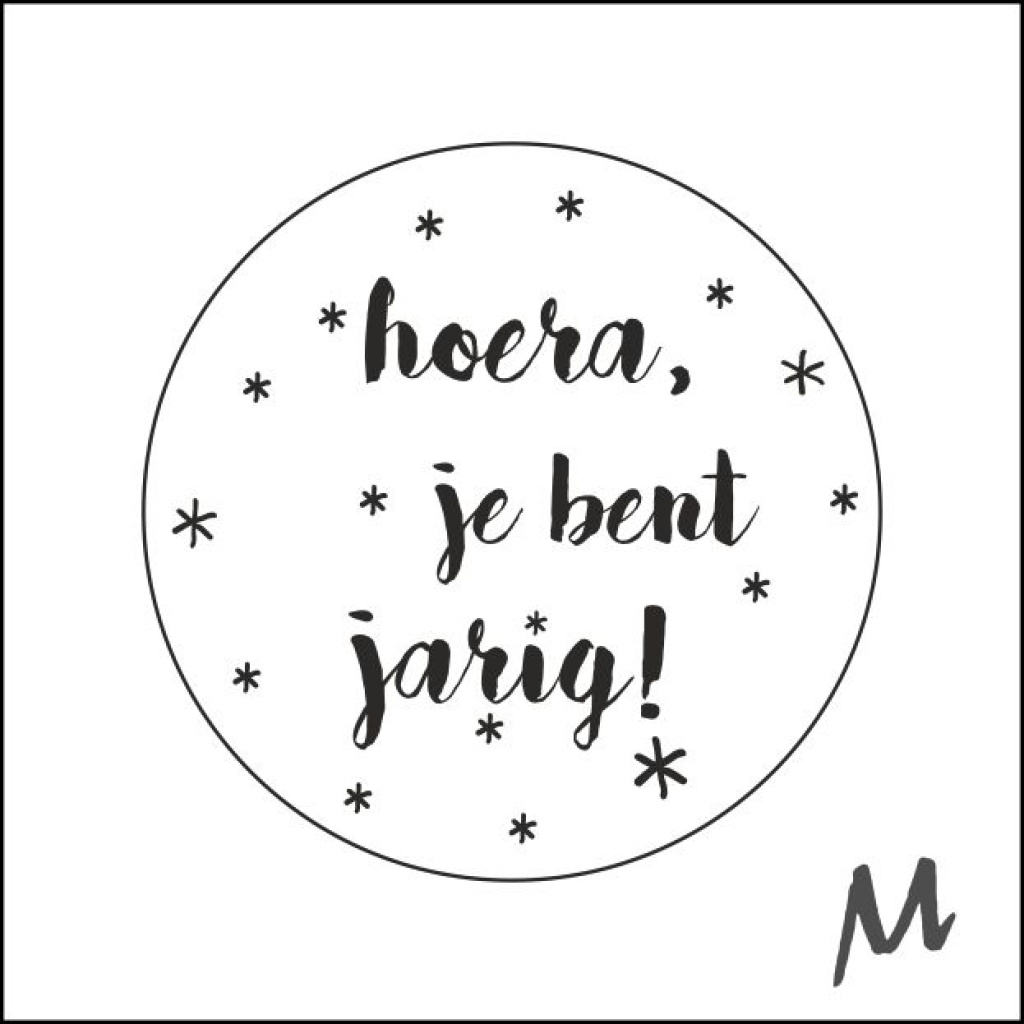Stickers - "Hoera, je bent jarig!" - 500 Stuks - Wensetiketten - Verjaardags Sluitzegels - Ø47mm - Wit met Zwarte Opdruk - Meerdere Kleuren Verkrijgbaar