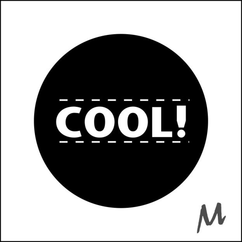 500x - "COOL!" - Wensetiketten - Gelegenheidsetiketten - Sluitzegels - Ø47mm - Zwart met Witte Opdruk - Inclusief Dispenserdoos