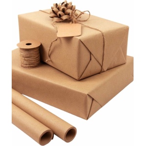 Inpakpapier - (3 Rollen) - Kraft / Bruin - 300x70cm - Duurzaam - FSC & Plasticvrij - Klimaat neutraal gecertificeerd - Cadeaupapier - Verjaardag - Kaftpapier - Inpakpapier