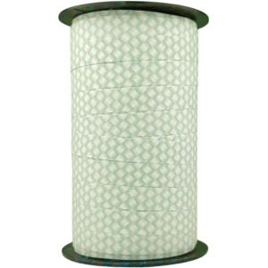 Krullint Groen/Wit met Ruitprint – 10mm x 50m – Stijlvol Cadeaulint voor Inpakken & Decoratie