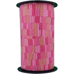 Krullint Fuchsia met Zigzagprint – 10mm x 50m – Cadeaulint voor Inpakken & Decoratie