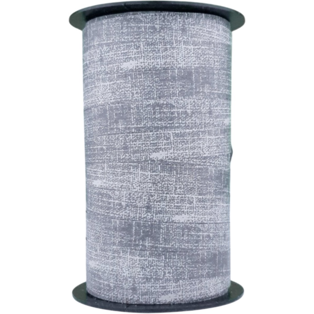 Krullint Grijs/Zilver met Textuurprint – 10mm x 50m – Luxe Cadeaulint voor Verpakking & Feestelijke Decoratie