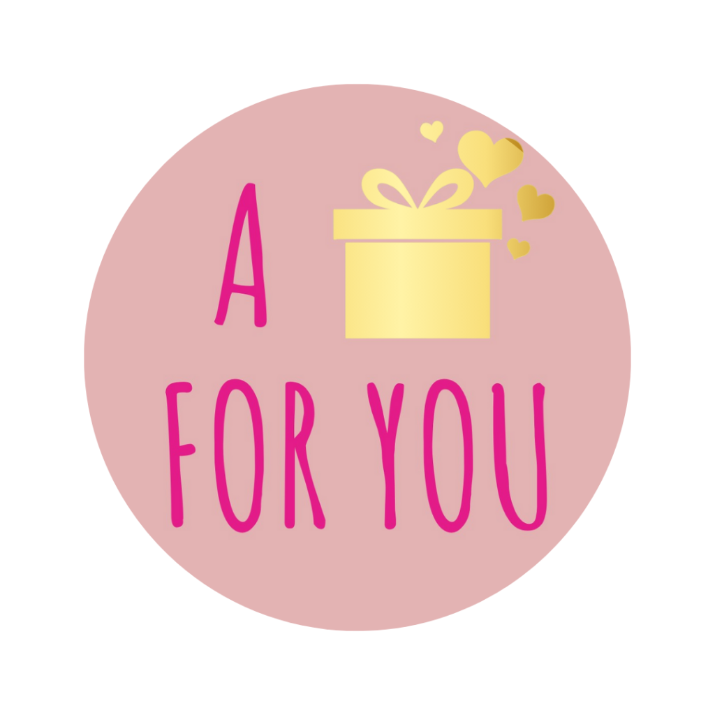 250x - "A Gift For You" - Sluitstickers - Ø39mm - Poederroze met Roze Tekst en Gouden Cadeautje - Stickers