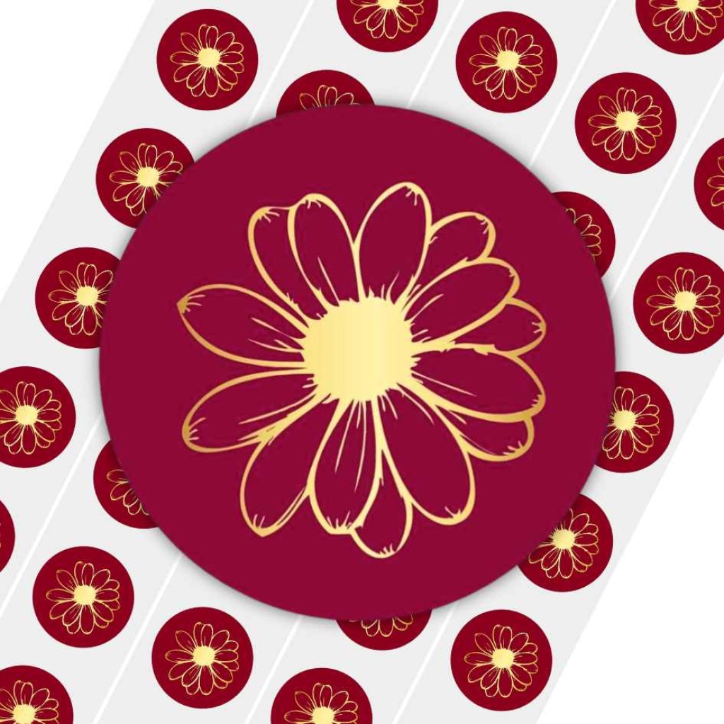 50x Stickers - "Bloem" | Sluitstickers / Cadeaustickers | 39 mm - Metallic Goud - Goldy Sticker Serie