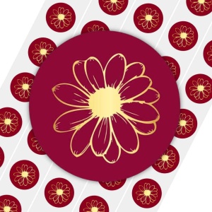 50x Stickers - "Bloem" | Sluitstickers / Cadeaustickers | 39 mm - Metallic Goud - Goldy Sticker Serie