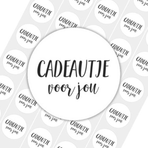 50x Stickers - "Cadeautje voor jou" | Sluitstickers / Cadeaustickers | 39 mm - Wit / Zwart
