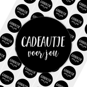50x Stickers - "Cadeautje voor jou" | Sluitstickers / Cadeaustickers | 39 mm - Zwart / Wit