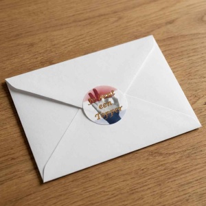 25x - "Je bent een topper" - Sluitstickers - Ø45mm - Rood-Wit-Blauw Handdesign met Oranje Tekst - Stickers