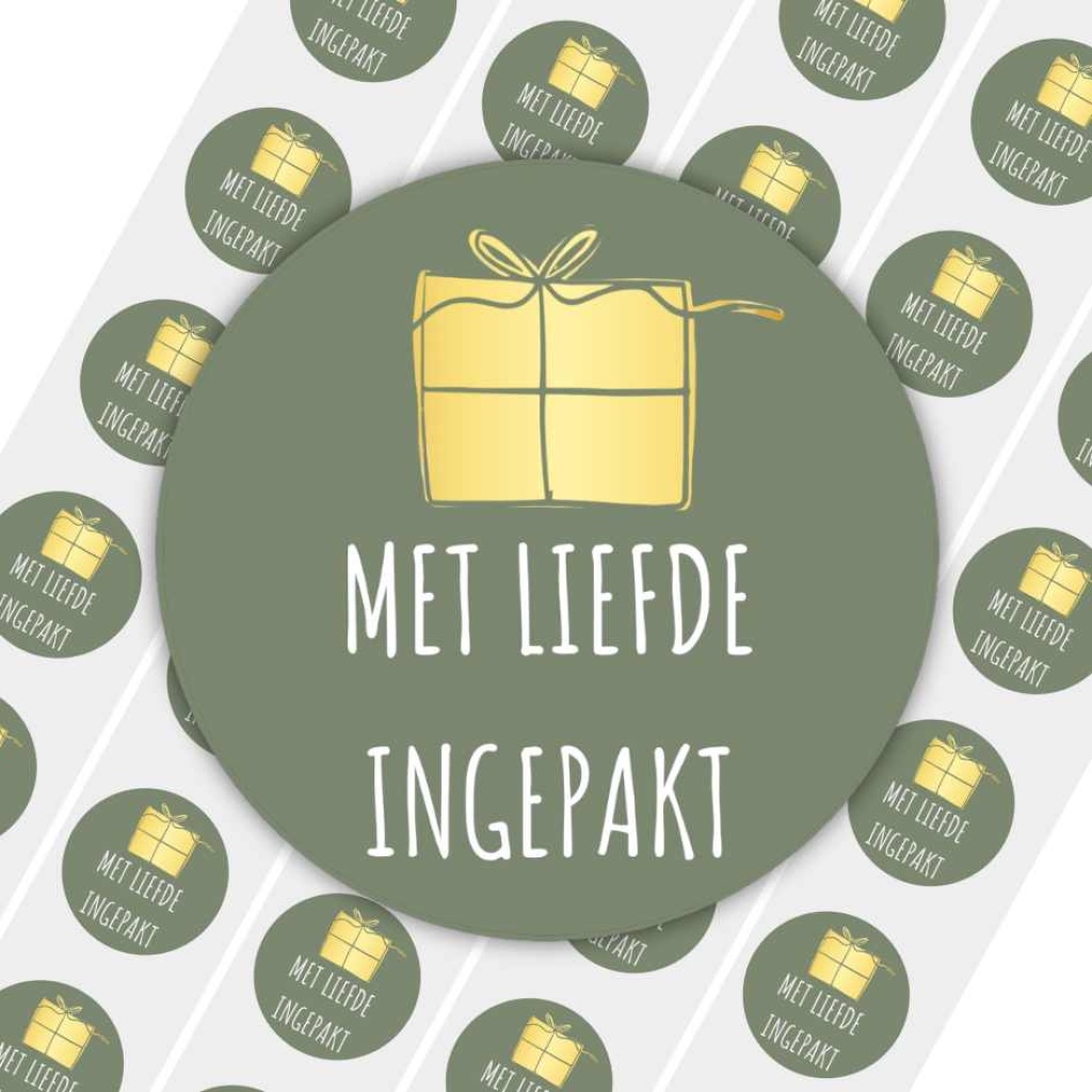 50x Stickers - "Met liefde ingepakt" | Sluitstickers / Cadeaustickers | 39 mm - Metallic Goud - Goldy Sticker Serie