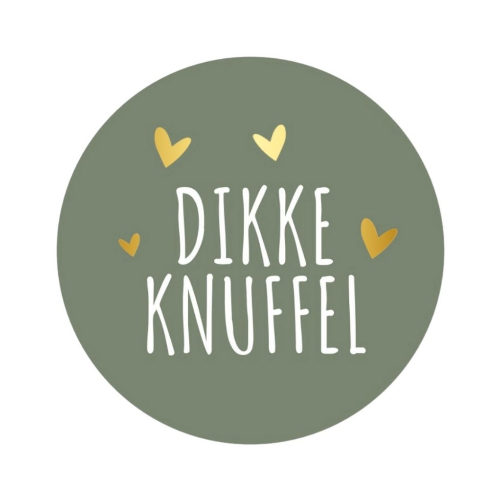 250x - "Dikke Knuffel" - Sluitstickers - Ø39mm - Olijfgroen met lieve Tekst - Stickers