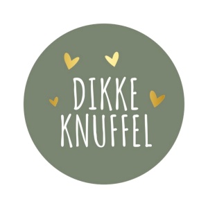 250x - "Dikke Knuffel" - Sluitstickers - Ø39mm - Olijfgroen met lieve Tekst - Stickers