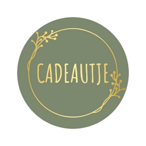 250x - "Cadeautje" - Sluitstickers - Ø39mm - Olijfgroen met Goudkleurige Takjes - Stickers