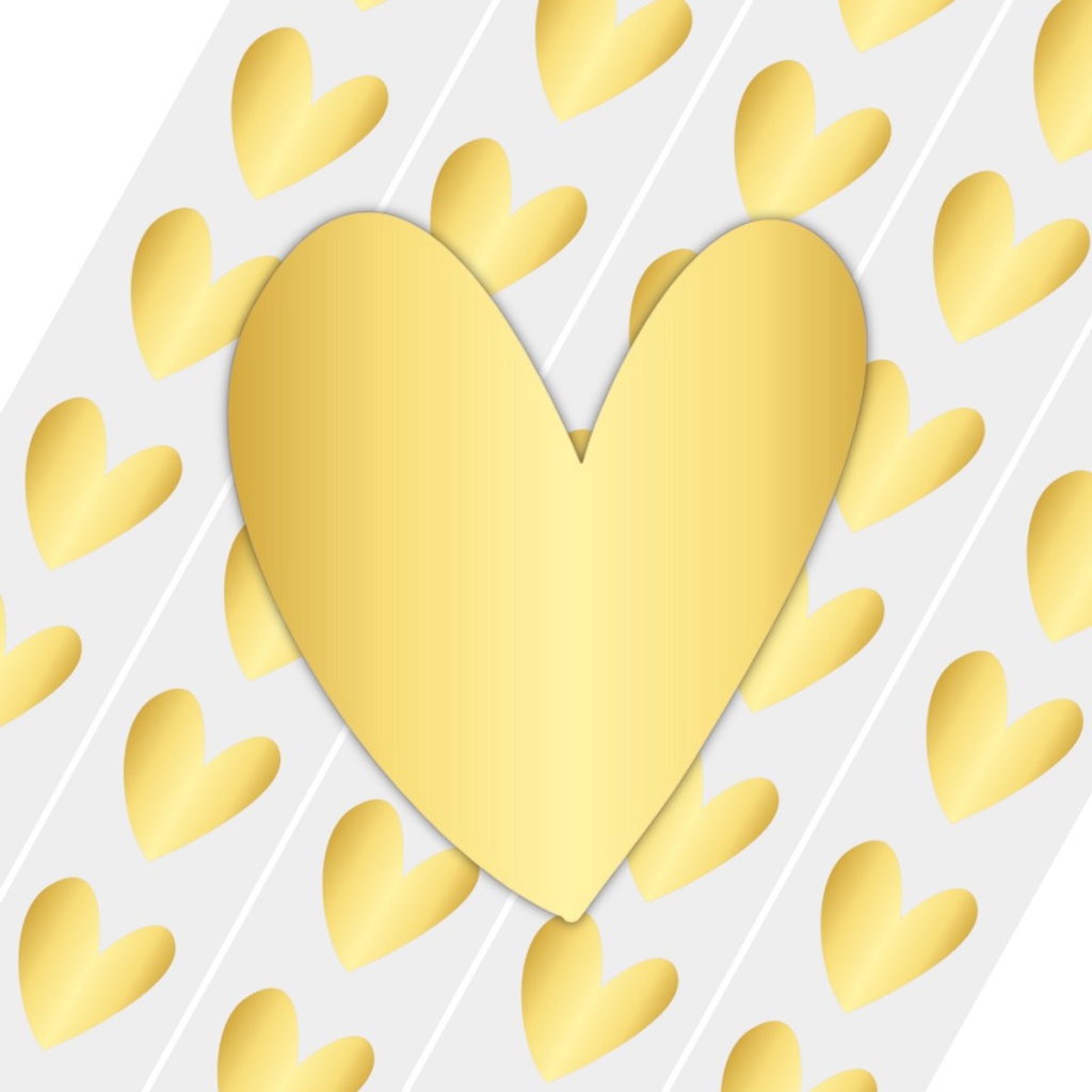 50x Stickers – Hart Goud – 25x28 mm – Sluitstickers – Etiketten – Cadeaustickers – Metallic Hartvorm