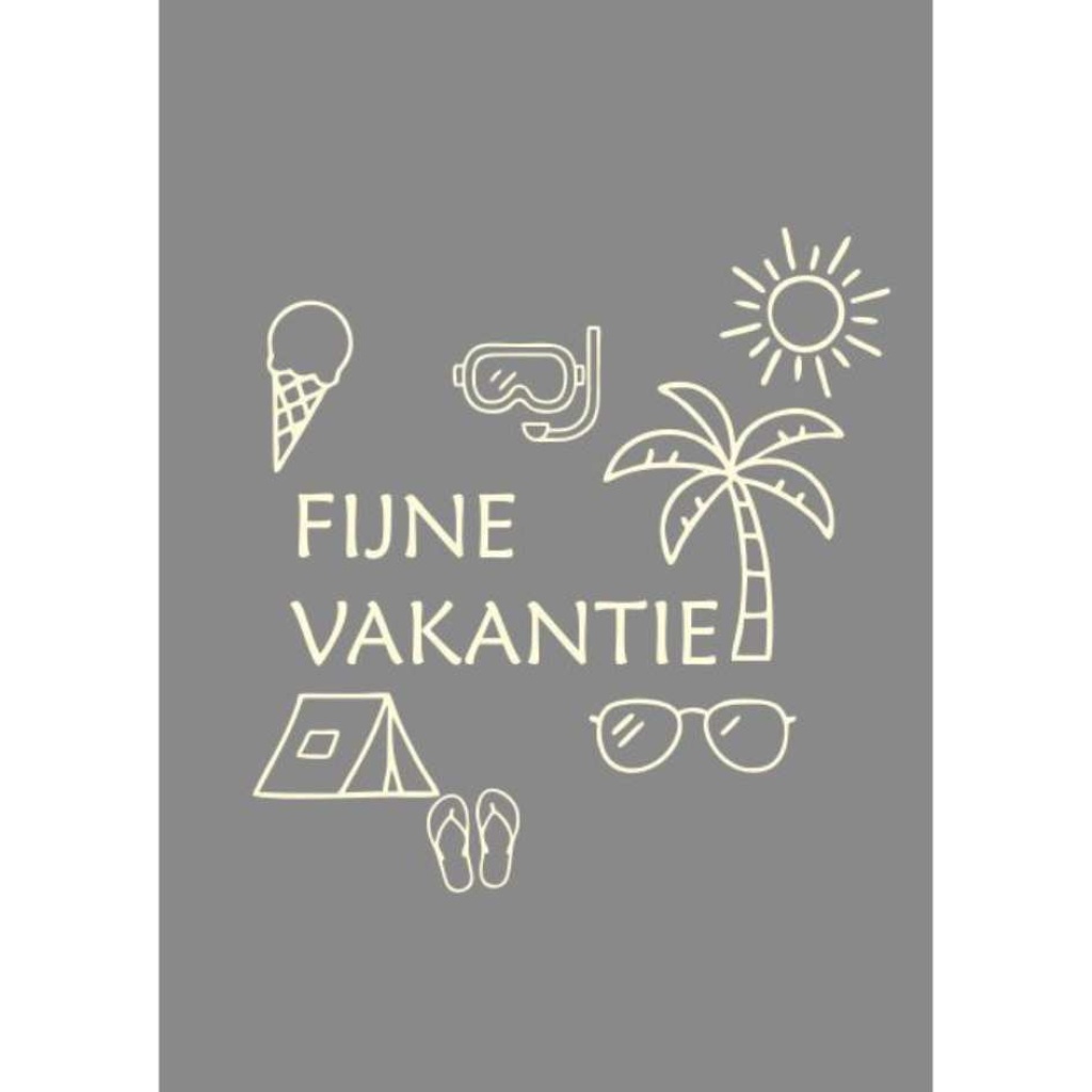Wenskaart "Fijne Vakantie" - Grijs - Link Serie - 10x15 cm
