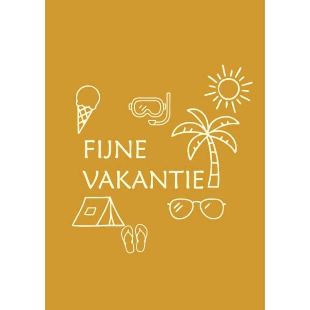 Wenskaart "Fijne Vakantie" - Geel - Link Serie - 10x15 cm