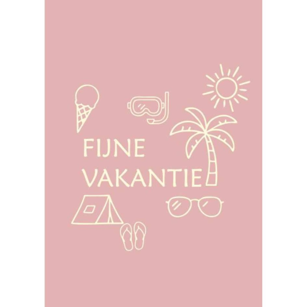 Wenskaart "Fijne Vakantie" - Roze - Link Serie - 10x15 cm
