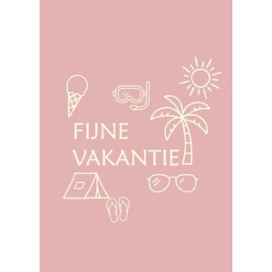 Wenskaart "Fijne Vakantie" - Roze - Link Serie - 10x15 cm