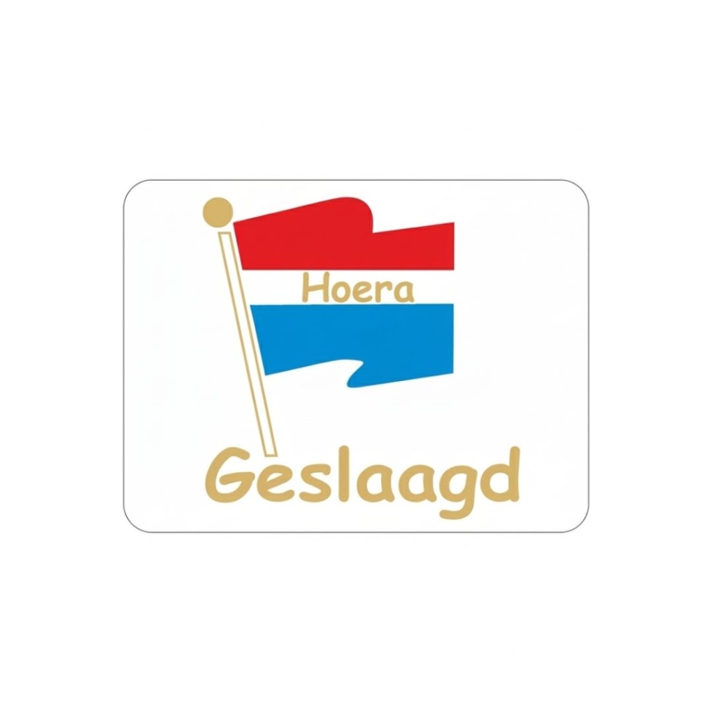 500x - Geslaagd stickers - Sluitzegels - vlag - 33 x 25 mm