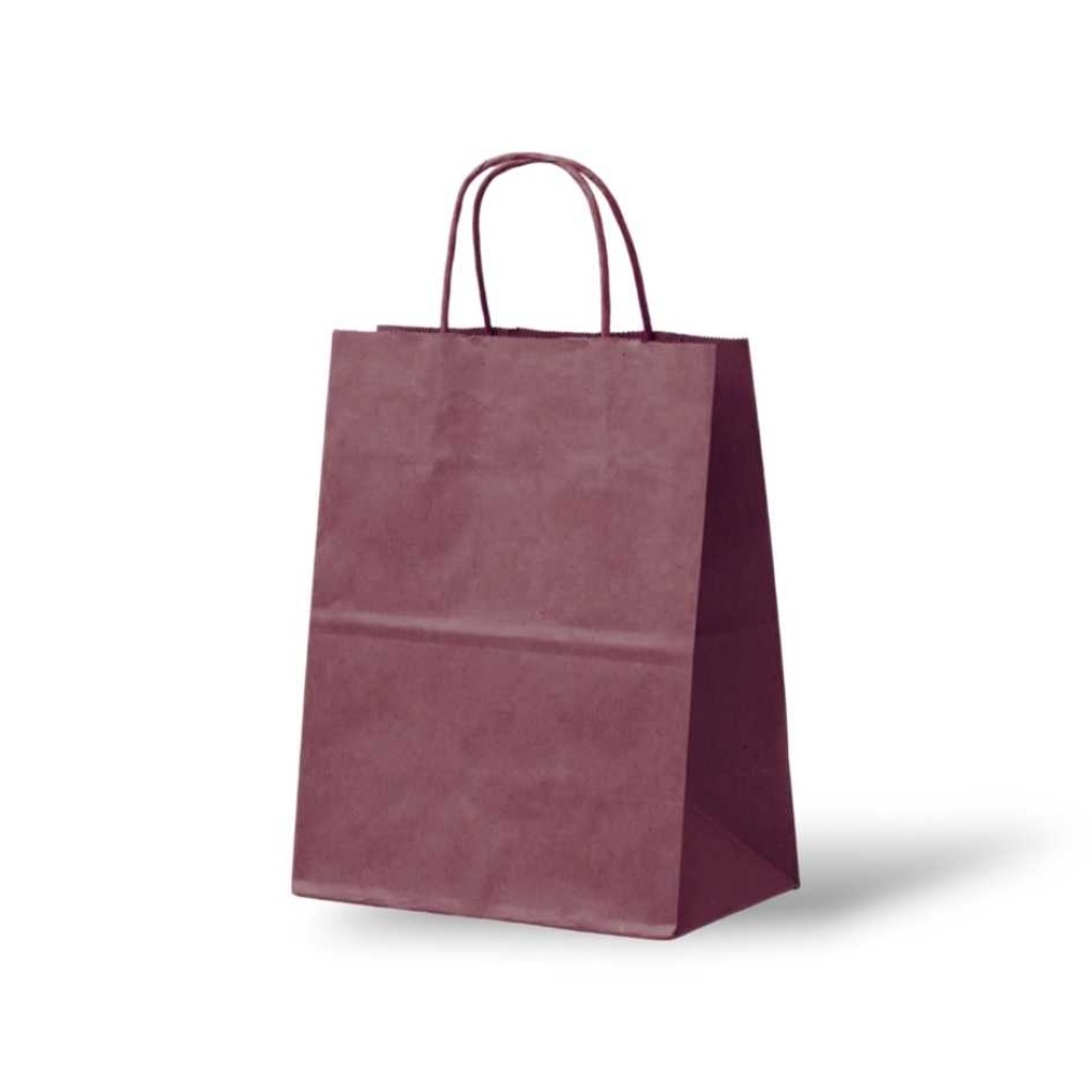Papieren Tas (M) – Bordeaux – 50 Stuks - 24x12x31cm