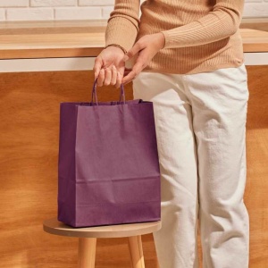 Papieren Tas (M) – Bordeaux – 50 Stuks - 24x12x31cm