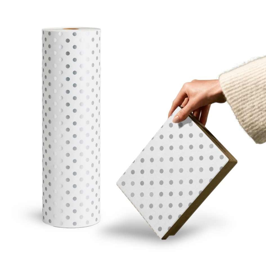 Papierrol – Metallic Dots - Inpakpapier / Cadeaupapier – 50cm x 100m