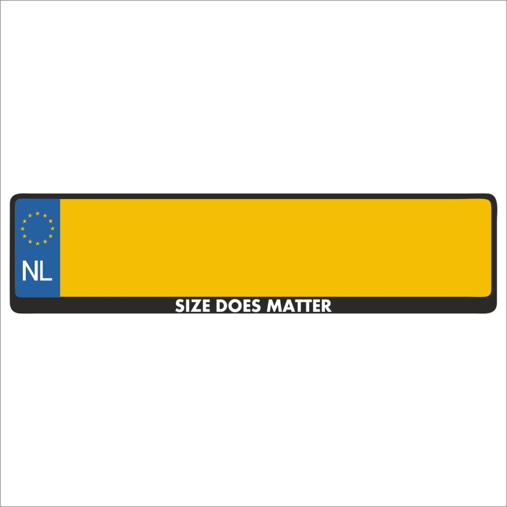 Kentekenplaathouder - Auto - Met Tekst - SIZE DOES MATTER - Voor Kentekenplaat 520x110mm