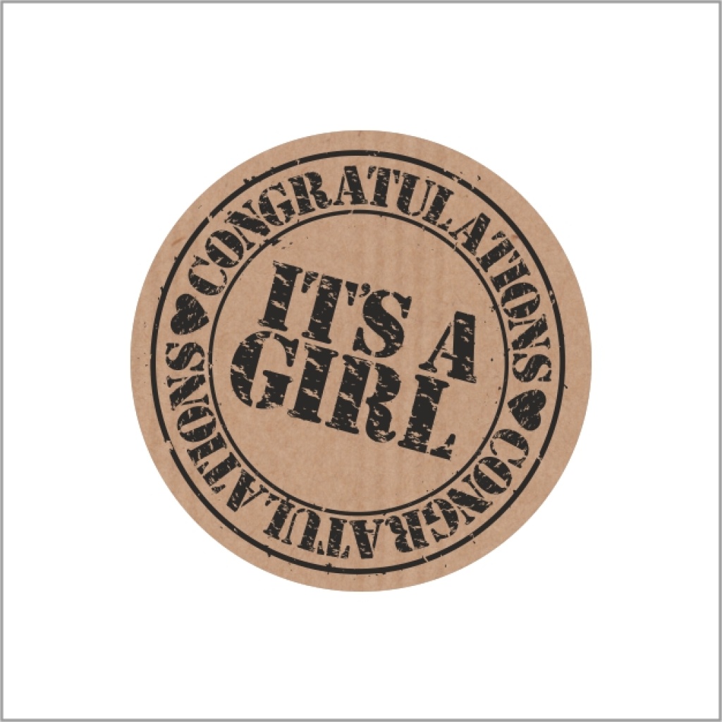 Stickers - It’s a Girl - Rond 35mm - Kraft - 500 Stuks - Etiketten - Sluitzegels - Geboorte Stickers