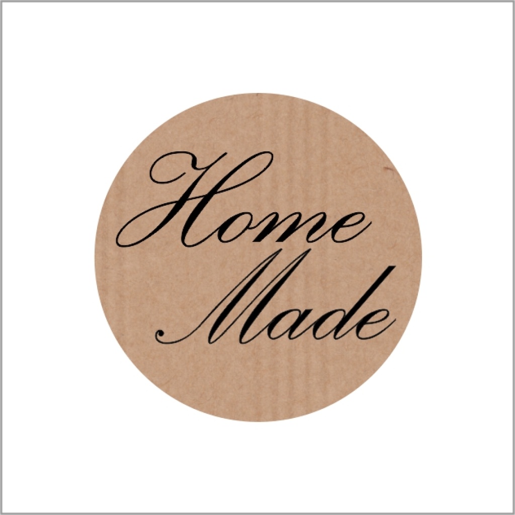 500x - "Home MADE" - Wensetiketten - Gelegenheidsetiketten - Sluitzegels - Ø35mm - Kraft met Zwarte Opdruk